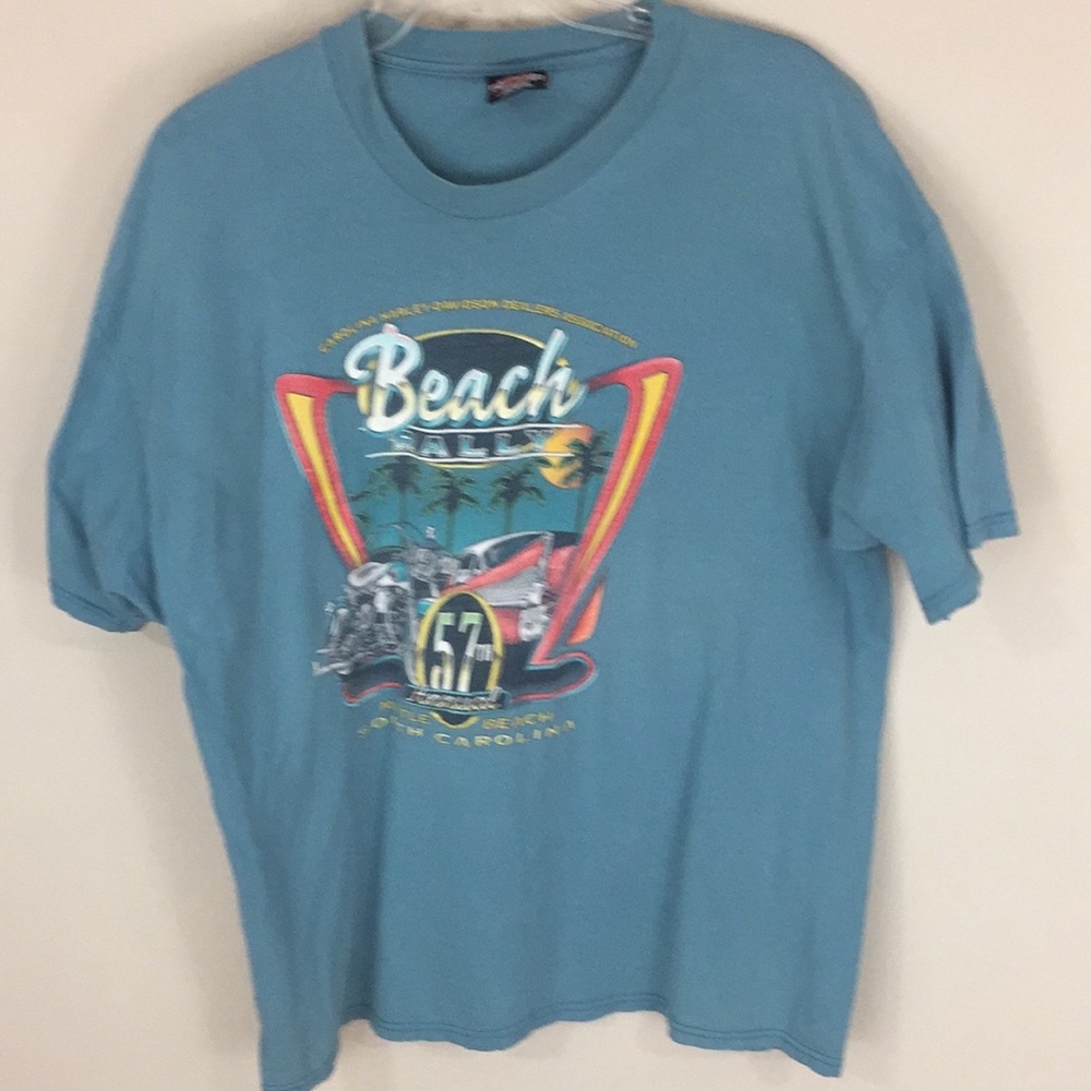 Harley Davidson Blue 1997 57th Carolina Beach Rally T-shirt Size XXL 2X